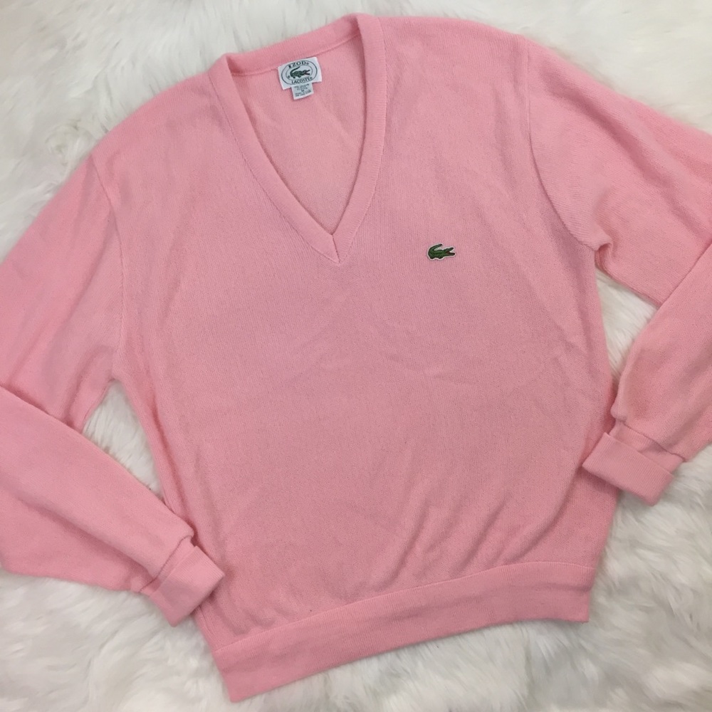 Vintage Lacoste Pink Sweater V Neck
